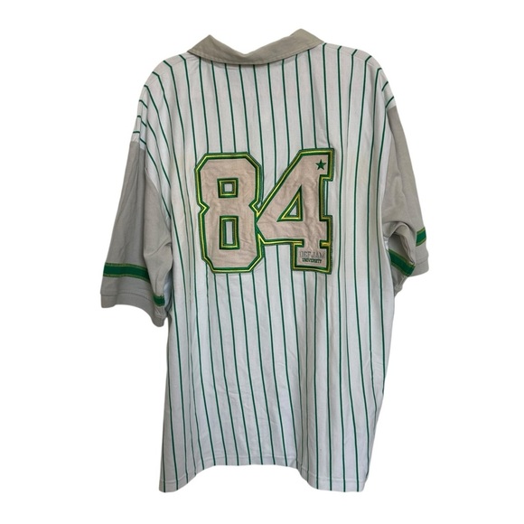 Def Jam University Polo Shirt Mens XXL White Green Striped Casual Hip Hop - Picture 4 of 8